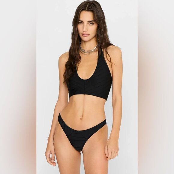 NWOT Beach Bunny Sydney Black High Leg Ribbed Bikini Bottom - Size XL - Picture 5 of 8